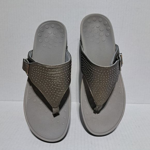 Vionic Capitola With Studs Platform Sandal Flip-flops Size 10 Pewter Gray - Picture 11 of 14